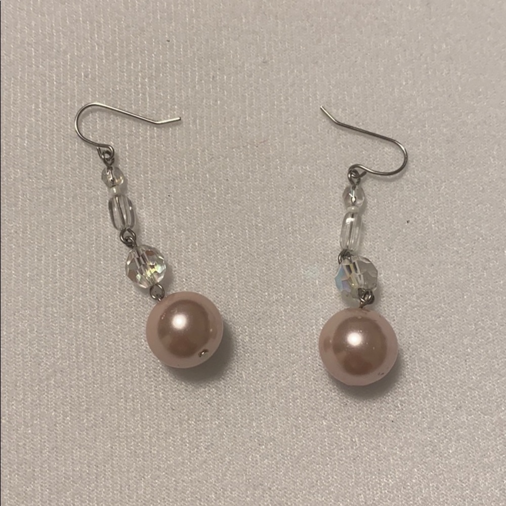 Pink pearly drop earrings